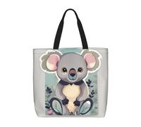 SDEGTHO Joli sac fourre-tout en polyester koala pour tout le monde avec poches intérieures, sac pour ordinateur portable avec fermeture éclair pour le travail et les voyages., Noir/blanc, One Size