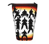 SDEGTHO Jolie trousse télescopique motif silhouettes de martial, porte-stylos pour étudiants, rangement de papeterie pour fournitures scolaires et universitaires, Noir , Taille unique, Organiseur de