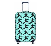 SDEGTHO Karaté Impression Housse de Valise Élastique Anti-Poussière Résistant aux Rayures Compatible avec Poignée Centrale Bagages pour Voyages, blanc, S