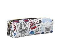 SDEGTHO London Trousse à crayons en cuir pour étudiants, élégante pochette imprimée à fermeture éclair pour fournitures scolaires, essentiels de la rentrée scolaire, doré, Taille unique, Cartable