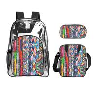 SDEGTHO Lot de 3 sacs d'école en papier origami multicolores imprimés transparents, poignée robuste, pour événements, stade, concerts