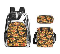 SDEGTHO Lot de 3 sacs d'école transparents imprimés en 3D, poignées robustes, approuvés pour événements stades, concerts