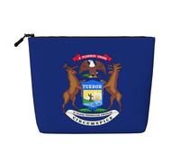 SDEGTHO Michigan State Flag Sac de voyage polyvalent Trousse de maquillage Grande capacité Trousse de toilette à fermeture éclair, Noir , Taille unique