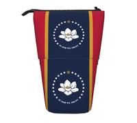 SDEGTHO Mississippi State Flag Standing Pencil Case, Cute Stand Up Pencil Pouch,Télescopique Pen Pouch,Portable Stylos Holder, Noir, One Size, Tendance