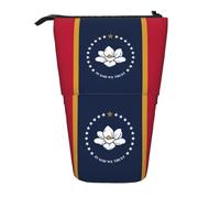 SDEGTHO Mississippi State Flag Standing Pencil Case, Cute Stand Up Pencil Pouch,Télescopique Pen Pouch,Portable Stylos Holder, Noir, One Size, Tendance