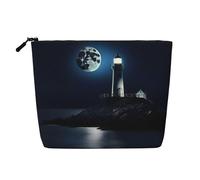 SDEGTHO Moonlight Lighthouse Sac de voyage polyvalent Trousse de maquillage Grande capacité Trousse de toilette à fermeture éclair, Noir , Taille unique