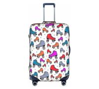 SDEGTHO Patins à roulettes rétro avec impression colorée, housse de valise élastique, résistante à la poussière, aux rayures, compatible avec poignée centrale pour les voyages, blanc, M