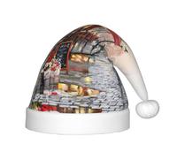 SDEGTHO Peinture à l'huile Paris Street Scène Tour Eiffel Enfants Chapeau de Père Noël Rouge Père Noël Confortable pour les enfants Vacances Noël