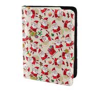 SDEGTHO Porte-passeport en cuir de vache avec impression Père Noël - Accessoires indispensables pour homme et femme, Noir , Taille unique