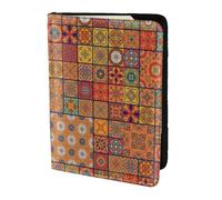 SDEGTHO Portefeuille pour passeport imprimé géométrique marocain - En cuir de vache - Accessoires indispensables pour homme et femme, Noir , Taille unique