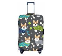 SDEGTHO Porter des vêtements Corgi Chiens Impression Valise Housse élastique Anti-poussière Résistant aux rayures Convient aux poignées centrales Bagages pour les voyages, blanc, M
