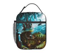 SDEGTHO Sac à déjeuner isotherme avec imprimé citrouille d'Halloween et cimetière pour un usage quotidien
