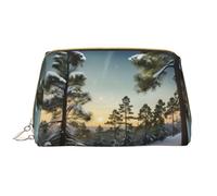 SDEGTHO Sac de rangement avec motif arbre à aiguilles de pin, paysage d'hiver, petite trousse de maquillage pour sac à main, trousse de maquillage de voyage, mini trousse de maquillage, blanc, One