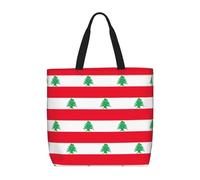 SDEGTHO Sac fourre-tout drapeau du Liban en polyester pour tout le monde avec poches intérieures, sac pour ordinateur portable avec fermeture éclair pour le travail et les voyages., noir, Taille