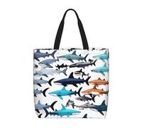 SDEGTHO Sac fourre-tout en polyester à motif requins pour tout le monde avec poches intérieures, sac pour ordinateur portable avec fermeture éclair pour le travail et les voyages., noir, Taille unique