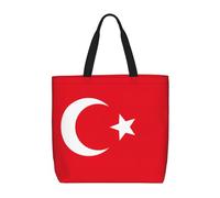 SDEGTHO Sac fourre-tout en polyester motif drapeau de la Turquie pour tout le monde avec poches intérieures, sac pour ordinateur portable avec fermeture éclair pour le travail et les voyages., Noir