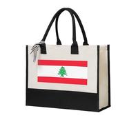SDEGTHO Sac fourre-tout en toile avec drapeau du Liban pour femme, beige, Taille unique
