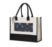 SDEGTHO Sac fourre-tout en toile constellation avec amas d'étoiles galaxies pour femme, sac cadeau en toile, sac fourre-tout, shopping, épicerie, beige, Taille unique