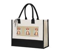 SDEGTHO Sac fourre-tout en toile motif loutre mignon pour femme, beige, Taille unique