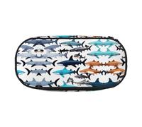 SDEGTHO Sharks Pattern Big Capacity Pencil Case, Multiuse Pencil Pouch, Portable Crayon Bag, Pen Case for Office, Noir, One size, Organiseur de sac