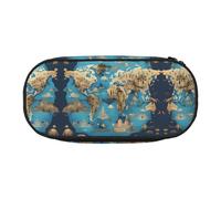 SDEGTHO Trousse à crayons de grande capacité avec carte géographique du monde, trousse à crayons portable, trousse à crayons pour bureau, Noir , Taille unique, Organiseur de sac