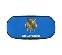 SDEGTHO Trousse à crayons de grande capacité avec drapeau de l'État de l'Oklahoma, trousse à crayons portable, trousse à crayons pour bureau, Noir , Taille unique, Organiseur de sac