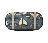 SDEGTHO Trousse à crayons de grande capacité avec motif carte de voilier, trousse à crayons portable, trousse à crayons pour bureau, Noir , Taille unique, Organiseur de sac