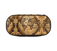 SDEGTHO Trousse à crayons de grande capacité avec motif carte du monde antique - Trousse à crayons portable pour bureau, Noir , Taille unique, Organiseur de sac