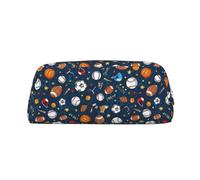 SDEGTHO Trousse à crayons en cuir avec impression de baseball, basket-ball, football, hockey - Grande capacité - Cadeau pour garçons et filles, Argenté., Taille unique, Trousse de maquillage