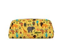 SDEGTHO Trousse à crayons en cuir avec impression éléphant d'Afrique - Grande capacité - Pour l'école - Porte-stylo plume - Cadeau idéal pour garçons et filles, Argenté., Taille unique, Trousse de