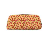 SDEGTHO Trousse à crayons en cuir avec impression jaune et pastèques - Grande capacité - Pour l'école et le stylo plume - Cadeau idéal pour garçons et filles, Argenté., Taille unique, Trousse de