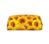 SDEGTHO Trousse à crayons en cuir avec impression tournesol jaune 2 - Grande capacité - Pour l'école et le stylo plume - Cadeau idéal pour garçons et filles, Argenté., Taille unique, Trousse de