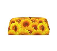 SDEGTHO Trousse à crayons en cuir avec impression tournesol jaune 2 - Grande capacité - Pour l'école et le stylo plume - Cadeau idéal pour garçons et filles, doré, Taille unique, Trousse de maquillage