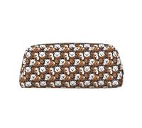 SDEGTHO Trousse à crayons en cuir avec imprimé ours blanc marron grande capacité pour l'école et stylo plume pour garçons et filles, doré, Taille unique, Trousse de maquillage