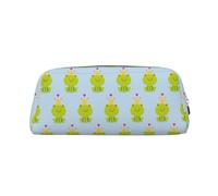 SDEGTHO Trousse à crayons en cuir avec motif grenouille en forme de couronne - Grande capacité - Pour l'école - Cadeau idéal pour garçons et filles, doré, Taille unique, Trousse de maquillage