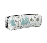 SDEGTHO Trousse à crayons en cuir imprimé dinosaure pour étudiants, trousse simple pour garçons et filles, petite pochette à fermeture éclair pour fournitures scolaires, marqueurs, maquillage, pièces