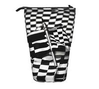 SDEGTHO Trousse à crayons télescopique avec drapeaux de course à carreaux pour étudiants, fournitures scolaires et universitaires, Noir , Taille unique, Organiseur de sac