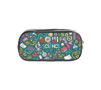 SDEGTHO Trousse à crayons transparente imprimée sur le thème de la science de dessin animé, grande capacité, compartiment unique, rangement de protection pour stylos