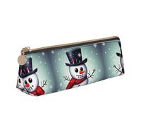 SDEGTHO Trousse à crayons triangulaire en cuir avec grande capacité de rangement Motif bonhomme de neige de Noël, blanc, Taille unique, Art Déco