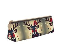 SDEGTHO Trousse à crayons triangulaire en cuir avec grande capacité de rangement Motif cerf de Noël, blanc, Taille unique, Art Déco