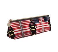 SDEGTHO Trousse à crayons triangulaire en cuir avec grande capacité de rangement Motif drapeau des États-Unis Rouge à rayures, blanc, Taille unique, Art Déco