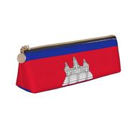 SDEGTHO Trousse à crayons triangulaire en cuir avec grande capacité de rangement Motif drapeau du Cambodge, blanc, Taille unique, Art Déco