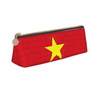 SDEGTHO Trousse à crayons triangulaire en cuir avec grande capacité de rangement Motif drapeau vietnamien, blanc, Taille unique, Art Déco