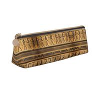 SDEGTHO Trousse à crayons triangulaire en cuir avec grande capacité de rangement Motif hiéroglyphes égyptiens, blanc, Taille unique, Art Déco