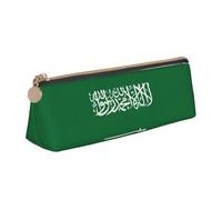 SDEGTHO Trousse à crayons triangulaire en cuir avec motif drapeau de l'Arabie Saoudite avec grande capacité de rangement, blanc, Taille unique, Art Déco