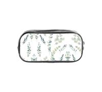 SDEGTHO Trousse transparente blanche avec motif brindilles de verdure naturelle, grande capacité, compartiment unique, rangement de protection pour stylos