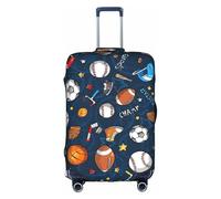 SDEGTHO Valise élastique avec impression de baseball, basket-ball, football, hockey, anti-poussière, résistante aux rayures, s'adapte à la poignée centrale pour les voyages, blanc, L
