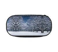 SDEGTHO Winter Snow Falling in The Park Grande Capacité Pencil Case, Multiuse Pencil Pouch, Portable Crayon Bag, Pen Case for Office, Noir, One size, Organiseur de sac
