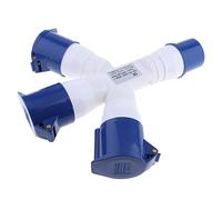 SDENSHI Adaptateur CETAC Mâle vers 3 x CETAC Femelle 3P+T 32A 380V / 220V IP44 - Bleu/32a/3pin/220v/ 2p + e