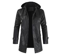 SDER Blouson Homme Cuir Hiver Marron Noir Capuche Homme Veste en Simili Cuir Manteau Chaud Coupe-Vent Moto Rétro Classique Automne Manteaux en Cuir Veste Chaud Épais Biker Vintage PU Leather Jacket